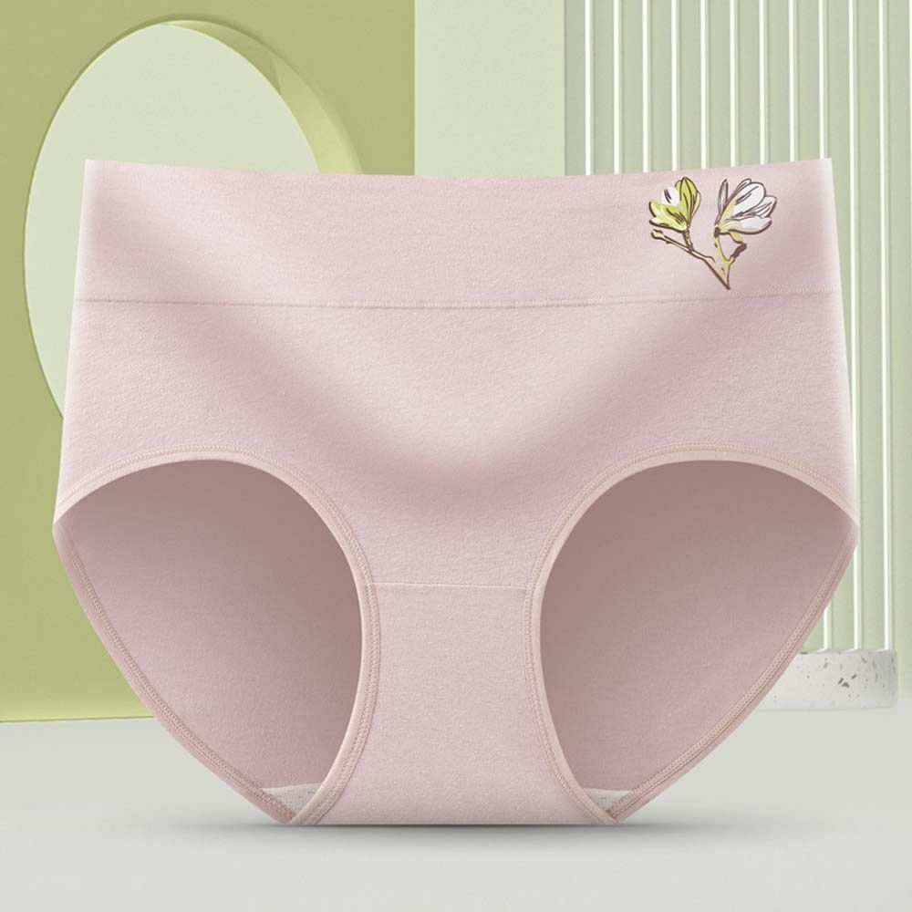 Flower Hip-lifting Solid Color Shaping Briefs Cotton Women Panties Underwear