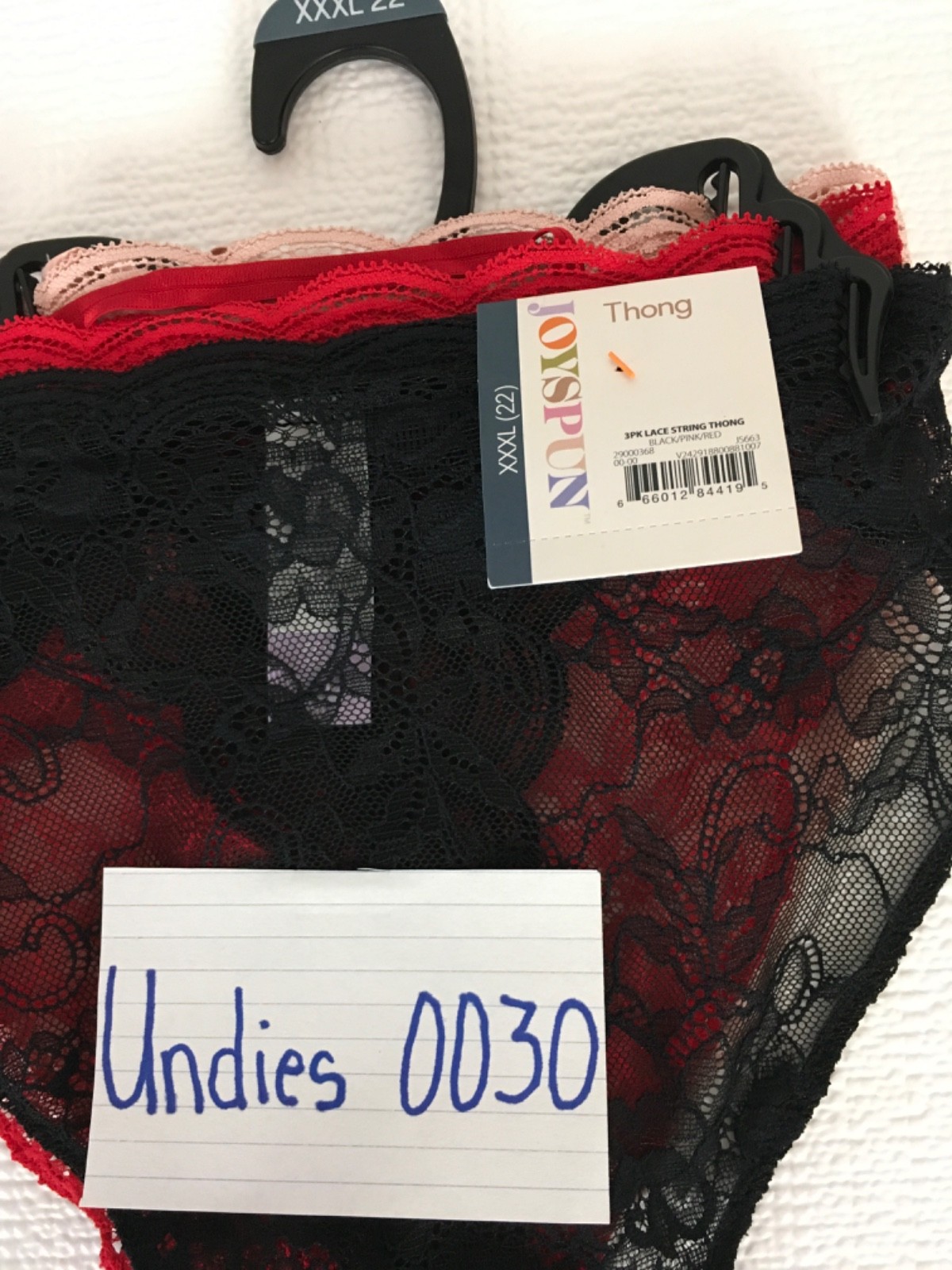 Joyspun 3 pack Lace String Underwear Size XXXL 22 Red Black Pale Pink New w Tags