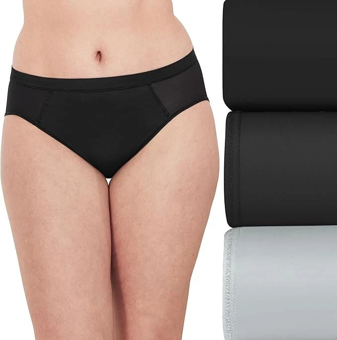 Bali One Smooth U Ultra Light Briefs 3-Pack S/5 Black Gray DFMEB3 NWT
