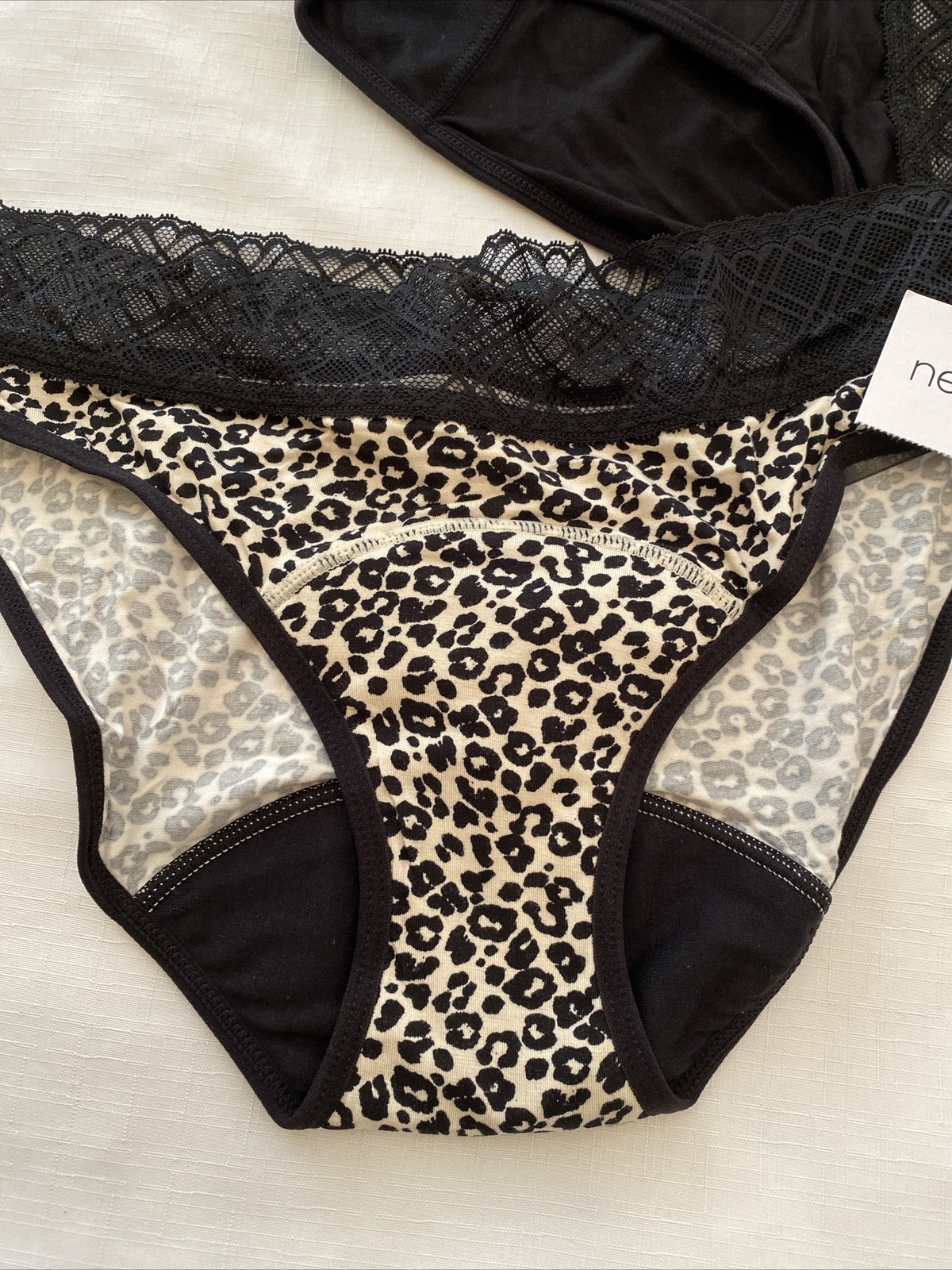 NEXT Period Pants Medium Flow – New Black / Animal Print Bikini Knickers Size 14