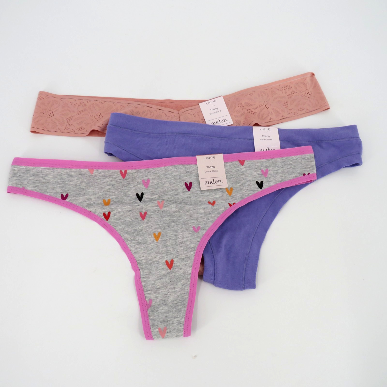 Auden Cotton Blend Thong Underwear Women’s Size Large (12-14) – 3 Pairs