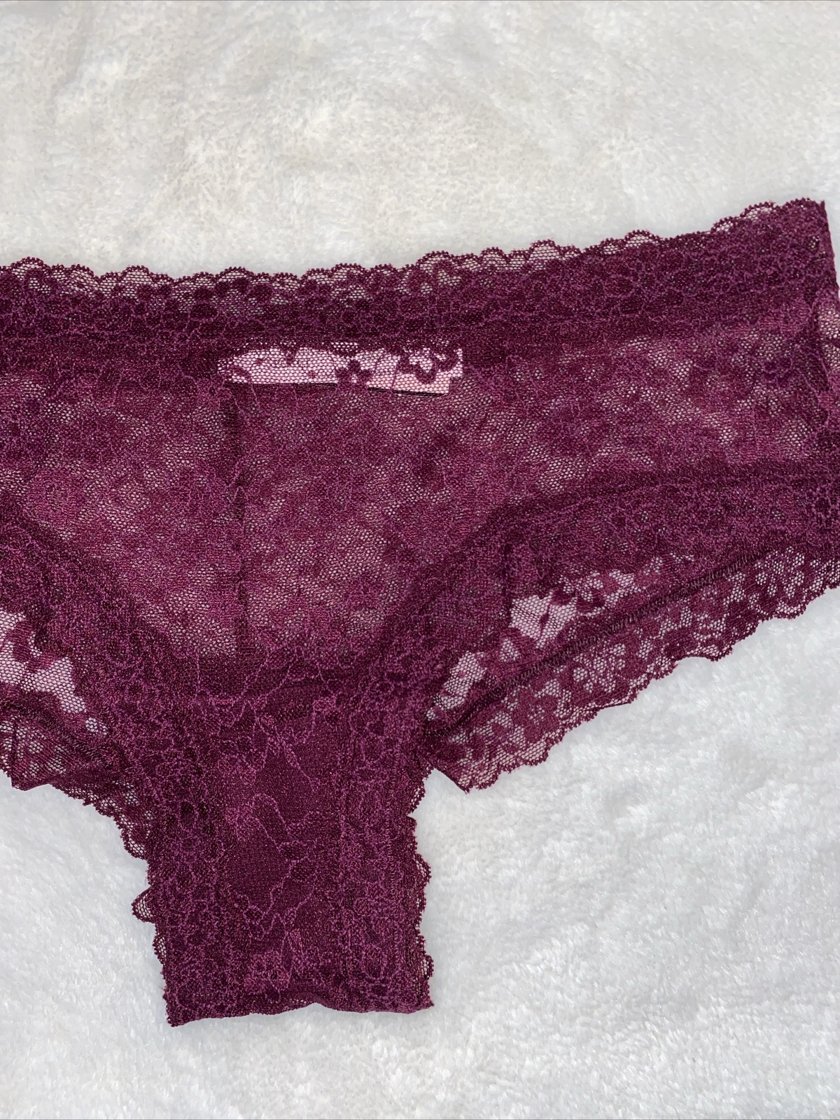 Victoria’s Secret Panties Cheeky Panty Lacie Maroon Posey Lace Extra Large XL