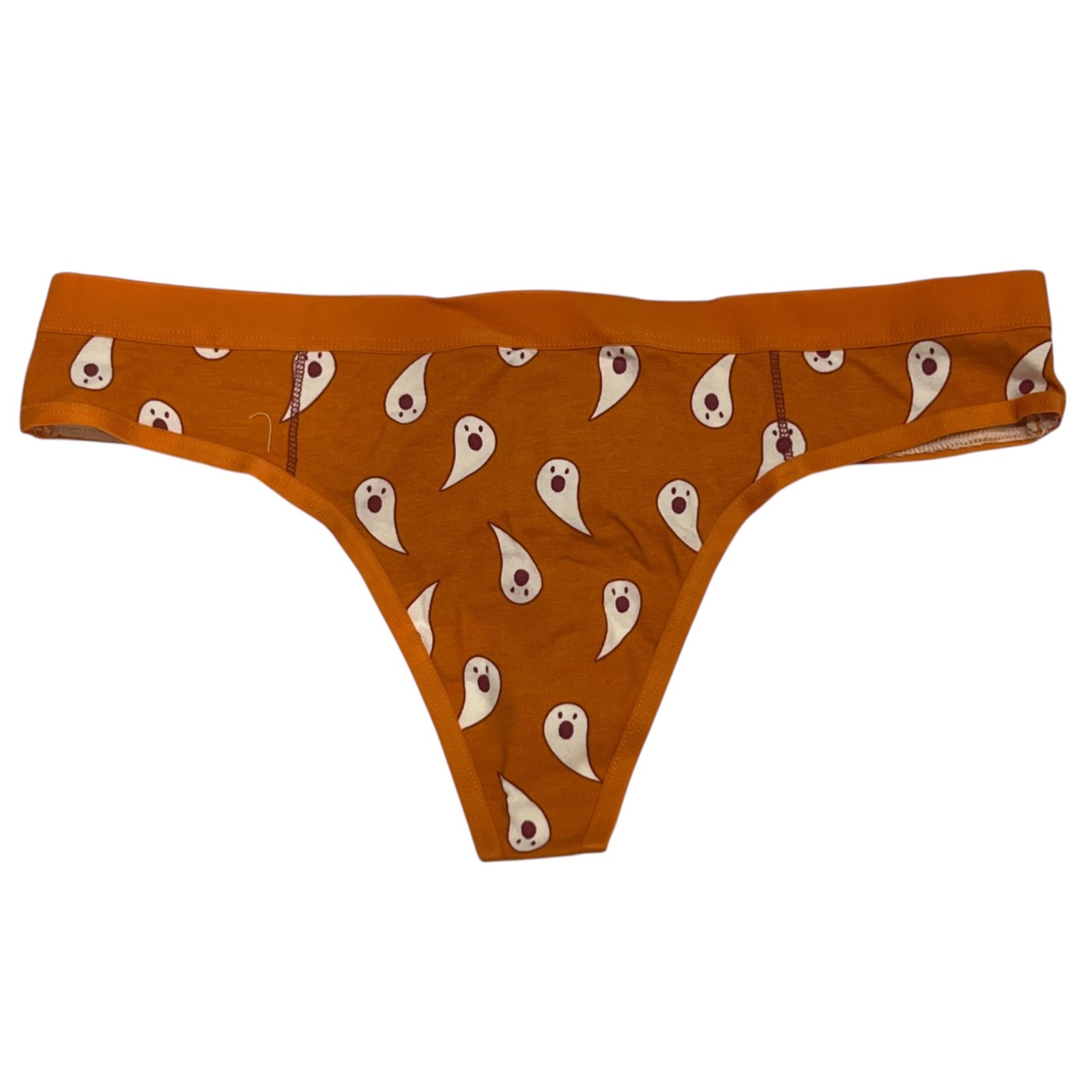 NWT AERIE 3 pack Thong Sz M-L Orange Red Ghosts Stars Moons Cotton Jersey