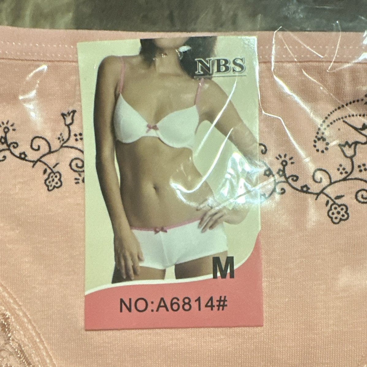 NBS Women’s Lace Trim Floral Brief Panties Pink/Red 5 Pack Size M A6814#