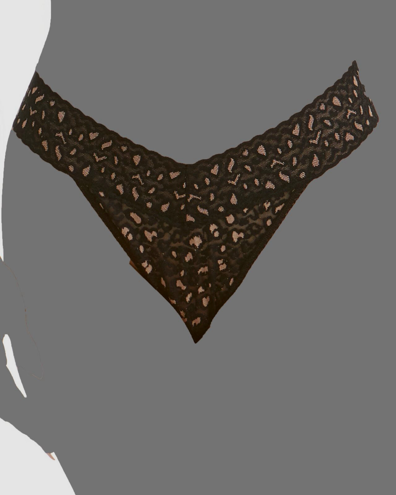 $25 Hanky Panky Women Black Print Orignal Rise Lace Thong Panty Size OS (2-12)