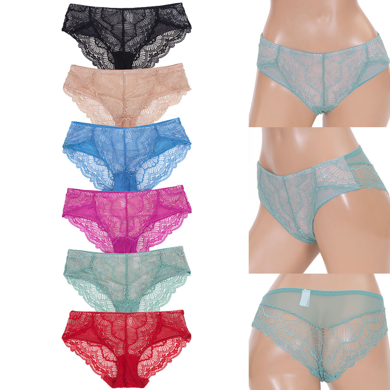 12 pack JENNIFER Women’s Stretch Sexy Floral Lace Back Bikini Panty