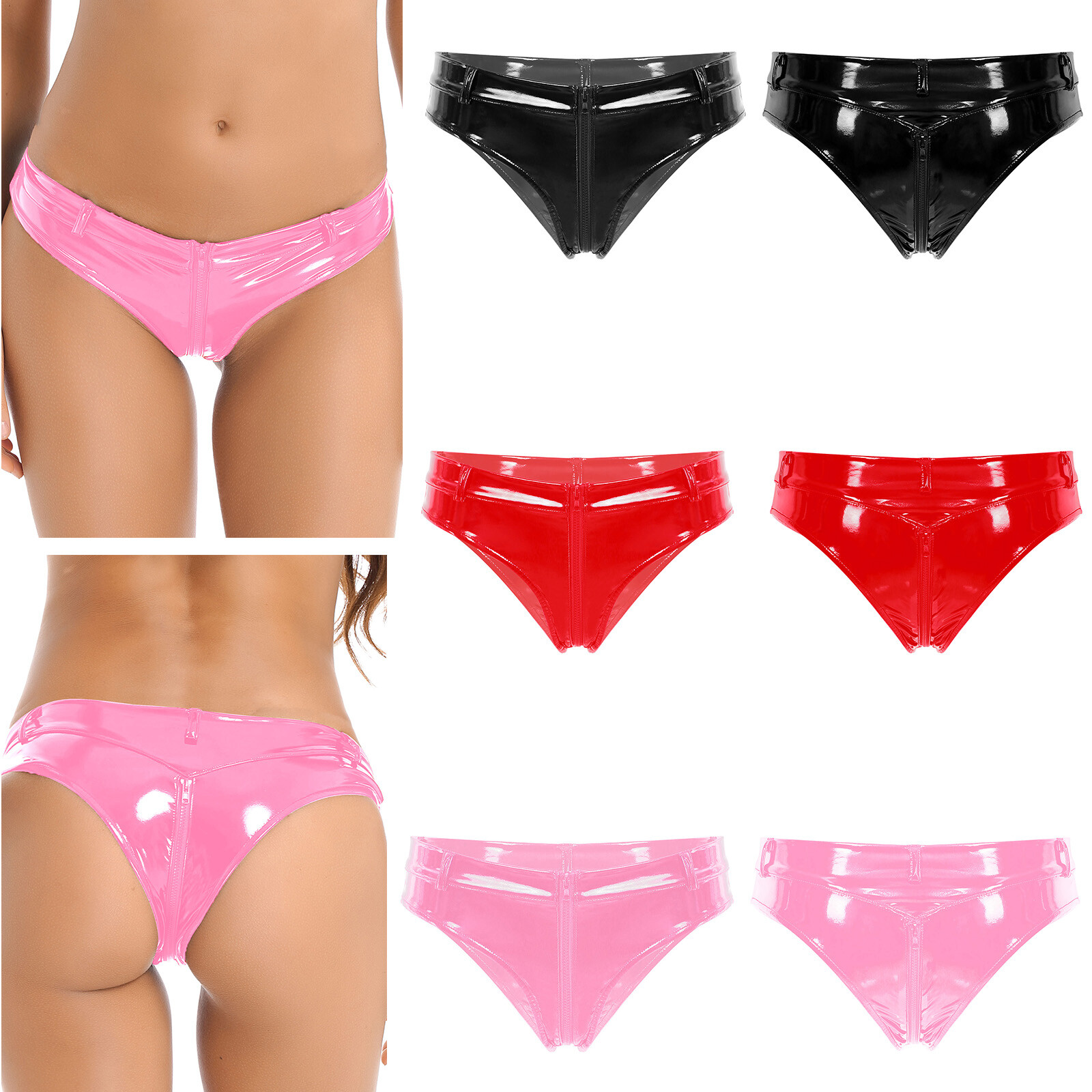 Womens Wet Look PVC Leather Briefs Rave Bottoms Hot Pants Clubwear Dancing
