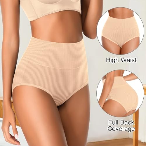 Womens Underwear Full Coverage Panties for 3X-Large-4X-Large 2black+2nude+1grey