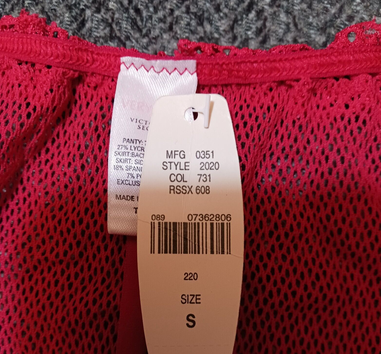 Vintage 2006 Size Small Very Sexy Thong Victoria’s Secret Red Nylon New