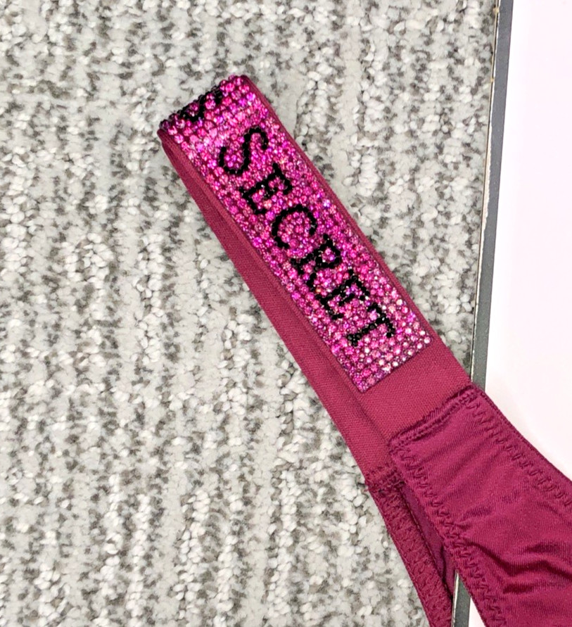 VictoriasSecret VerySexy NWT Medium Magenta Spellout Shine Strap Brazilian Panty