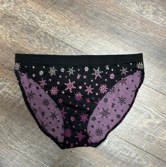 NWT Victoria’s Secret black & pink snowflake bikini Panty size M