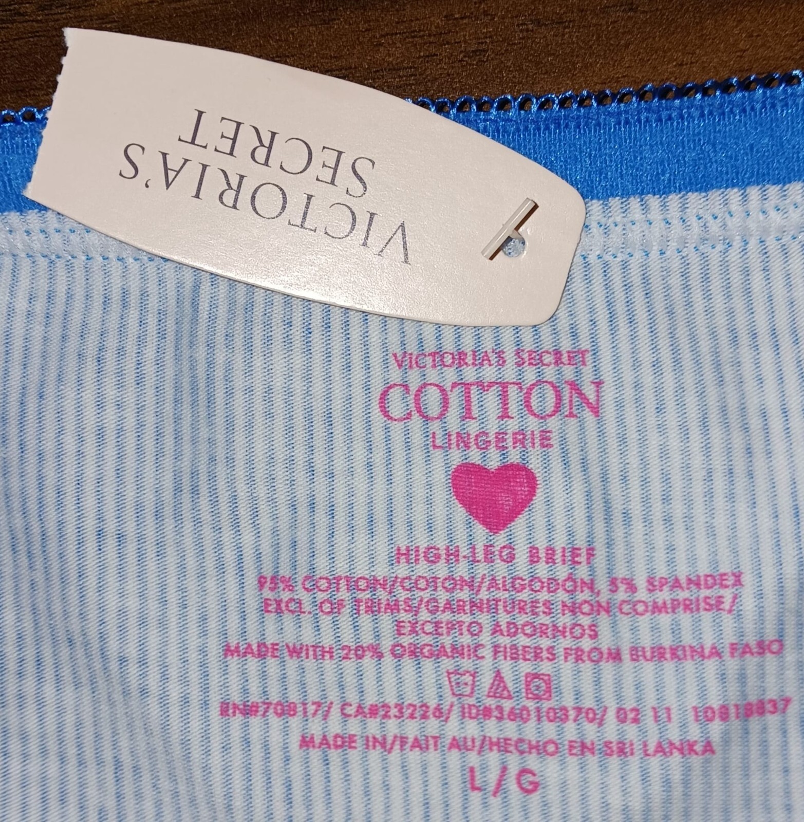 Size Large High-Leg Brief Victoria’s Secret Signature Waistband Blue Striped New