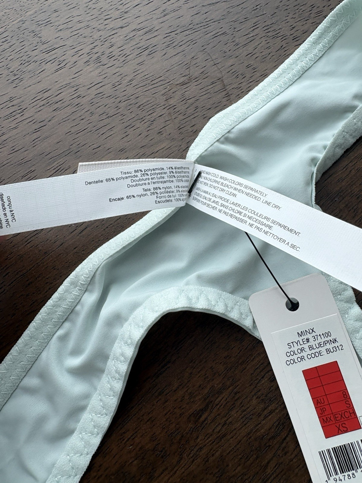 Skarlett Blue Minx Lace Thong Blue Pink XS NWT Low Rise Panty 371100
