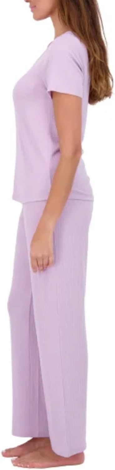 Live 2 Lounge Women’s 4 Piece Pointelle Lounge Wear Pajama Set, Purple, Medium