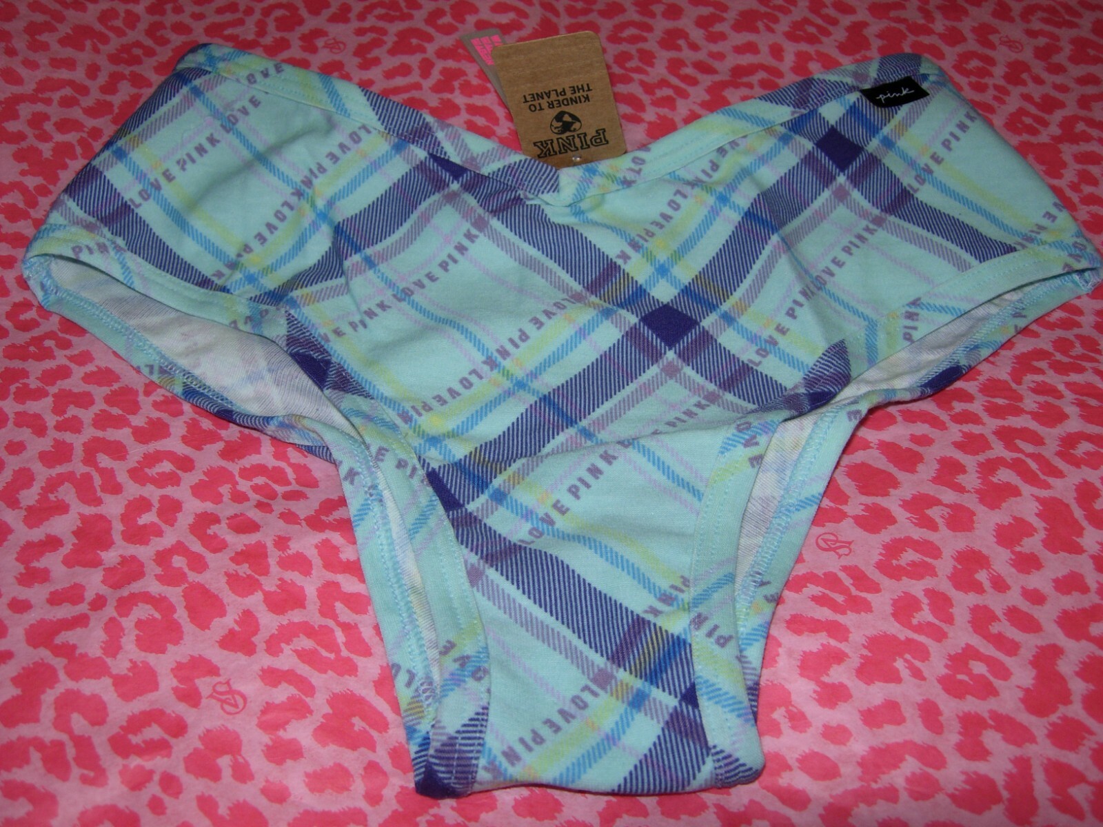 Victoria Secret PINK Sexy Pretty Blue Breeze Plaid Cheekster Cheeky S M L XL NWT