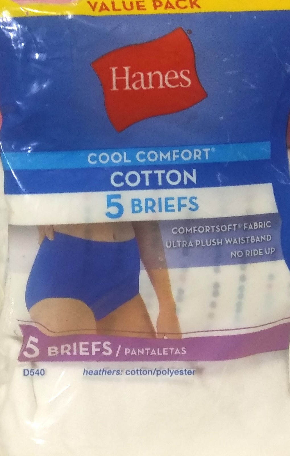 Women’s Hanes Cool Comfort Cotton Briefs 5 pr. NEW in Pkg. Sz 11/4XL