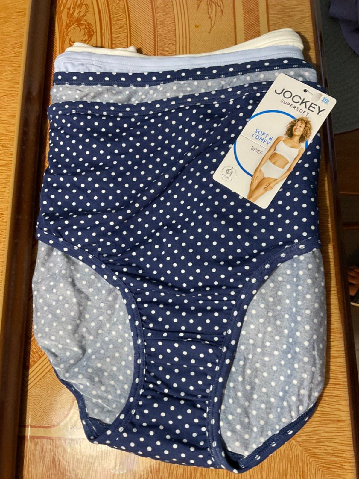 Jockey Supersoft Soft and Comfy Modal Stretch Brief-Blues,Creme-Size 9-NWT