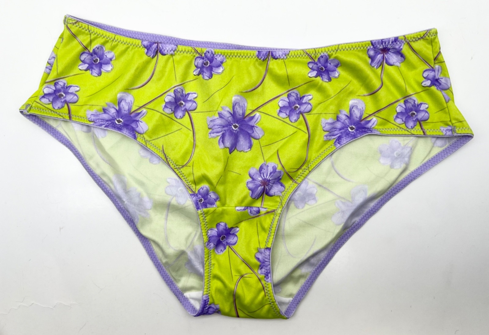 St. Eve Y2K Green & Purple Floral Hipster Panties Size L New Without Tags