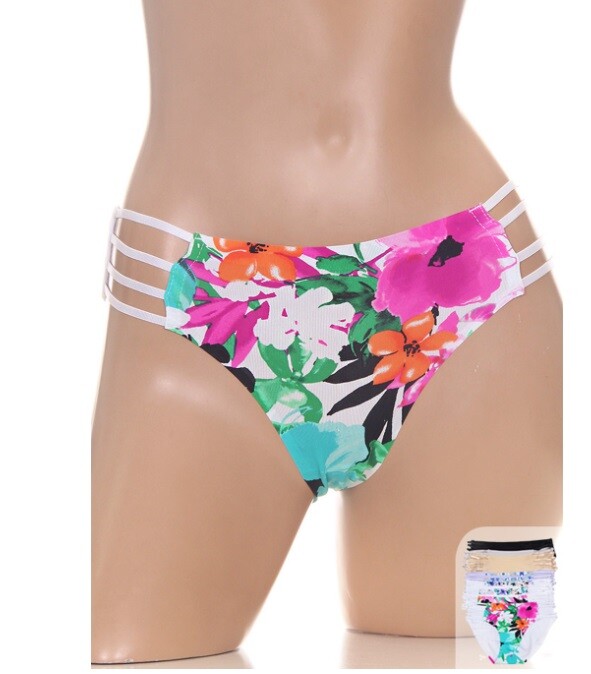 B5 BELLA Black Gray Blue White Sexy Floral Sissy Bikini Panties L XL