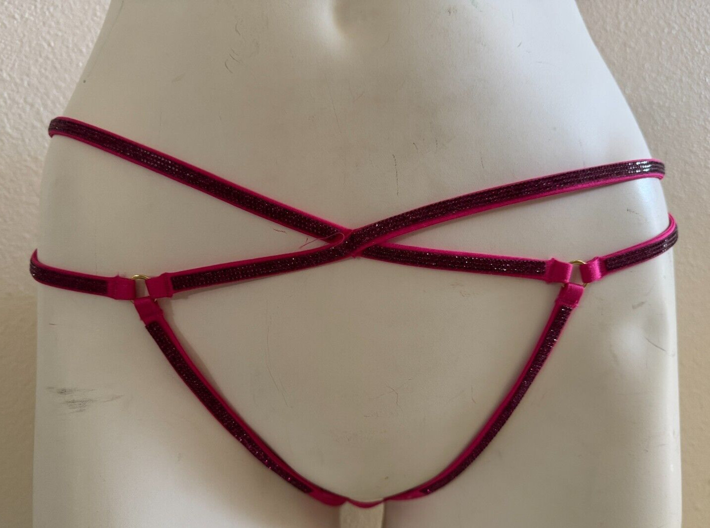 Victoria’s Secret Very Sexy Open Shine Straps Strappy Thong Panty String Pink M