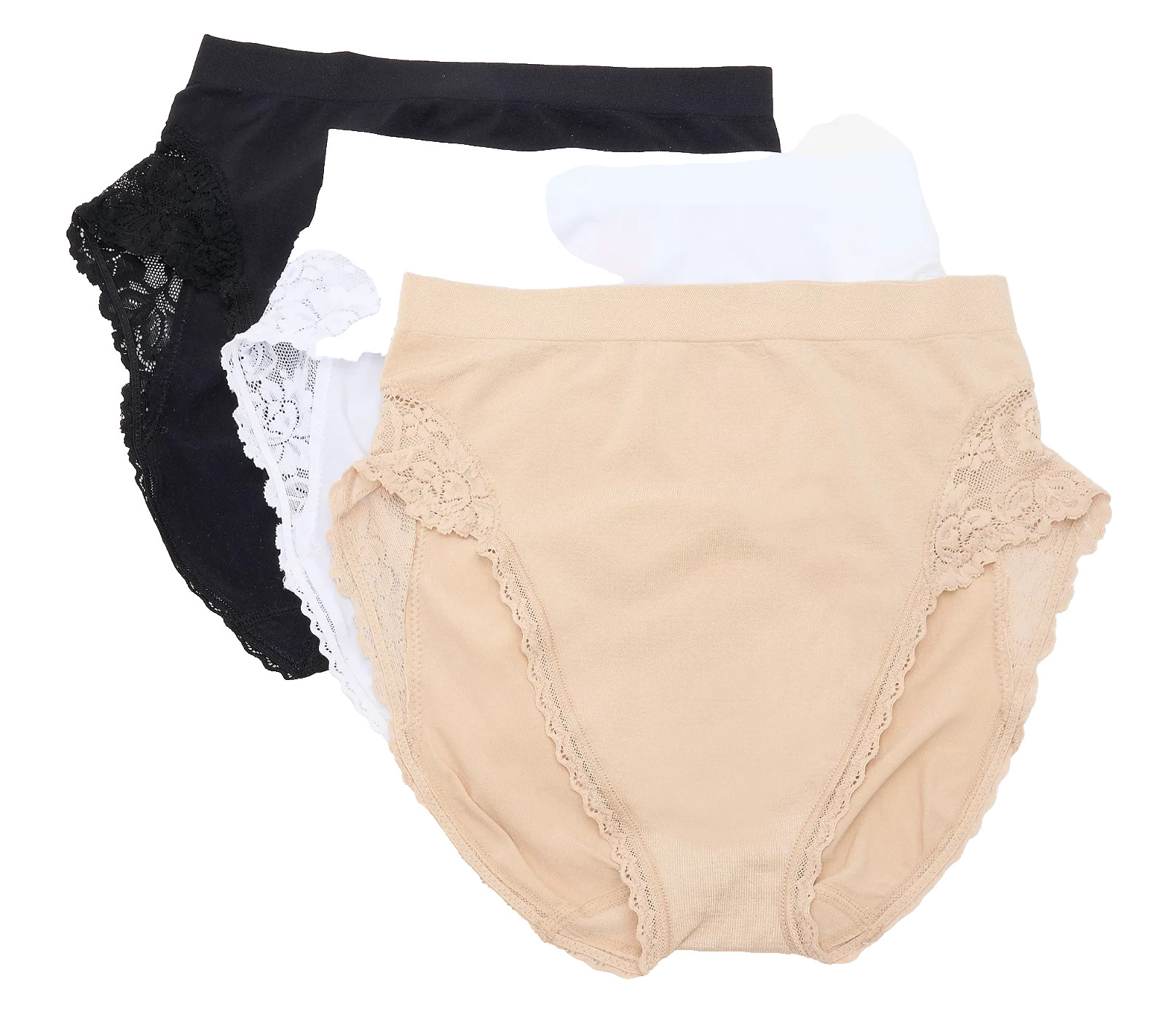 Breezies~Set 3~Lace Trim Seamless Full Briefs~Medium~Sunbeige~A606727 11151