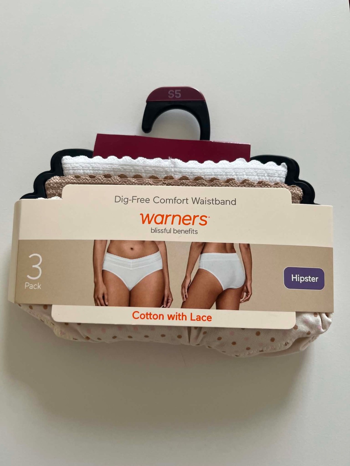 3-pk Warners Blissful Benefits Cotton with Lace – Hipster NWT S M L XL