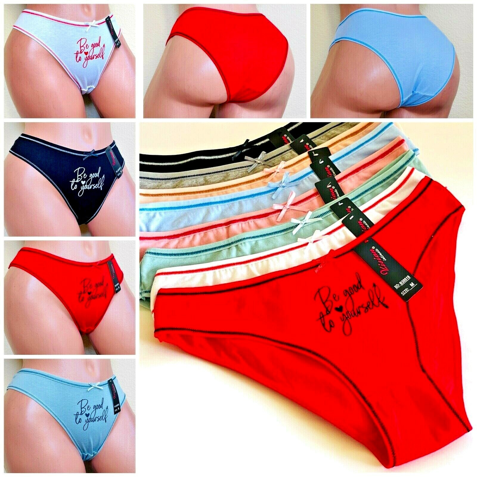 6-12 Women’s Bikini Cheeky High Cut Panties Undies Cotton Gift Pack 30018 S-XL