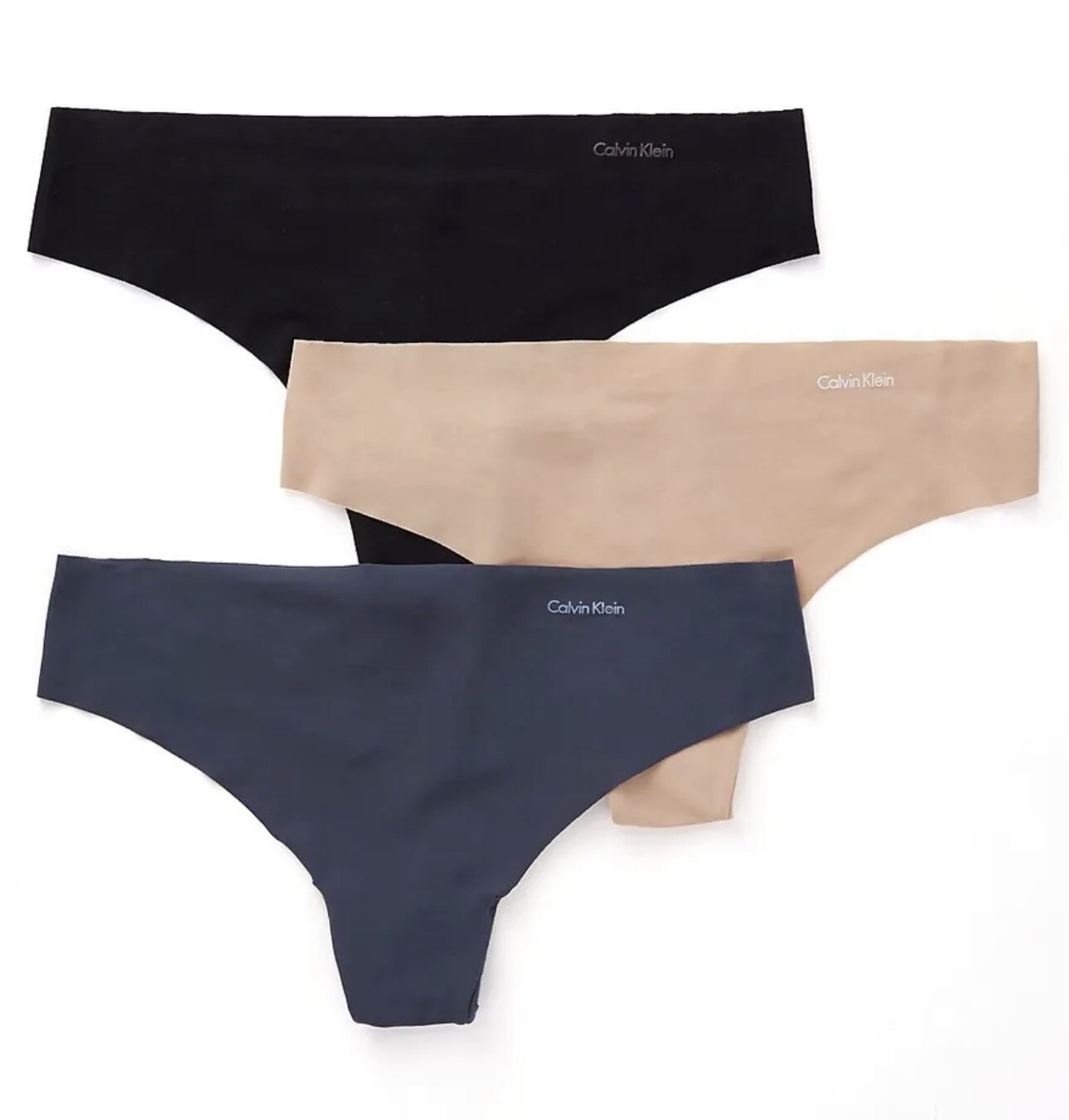 Calvin Klein QD3558 -Size: Small- 3 Pack- Invisible No Panty Line Thongs –