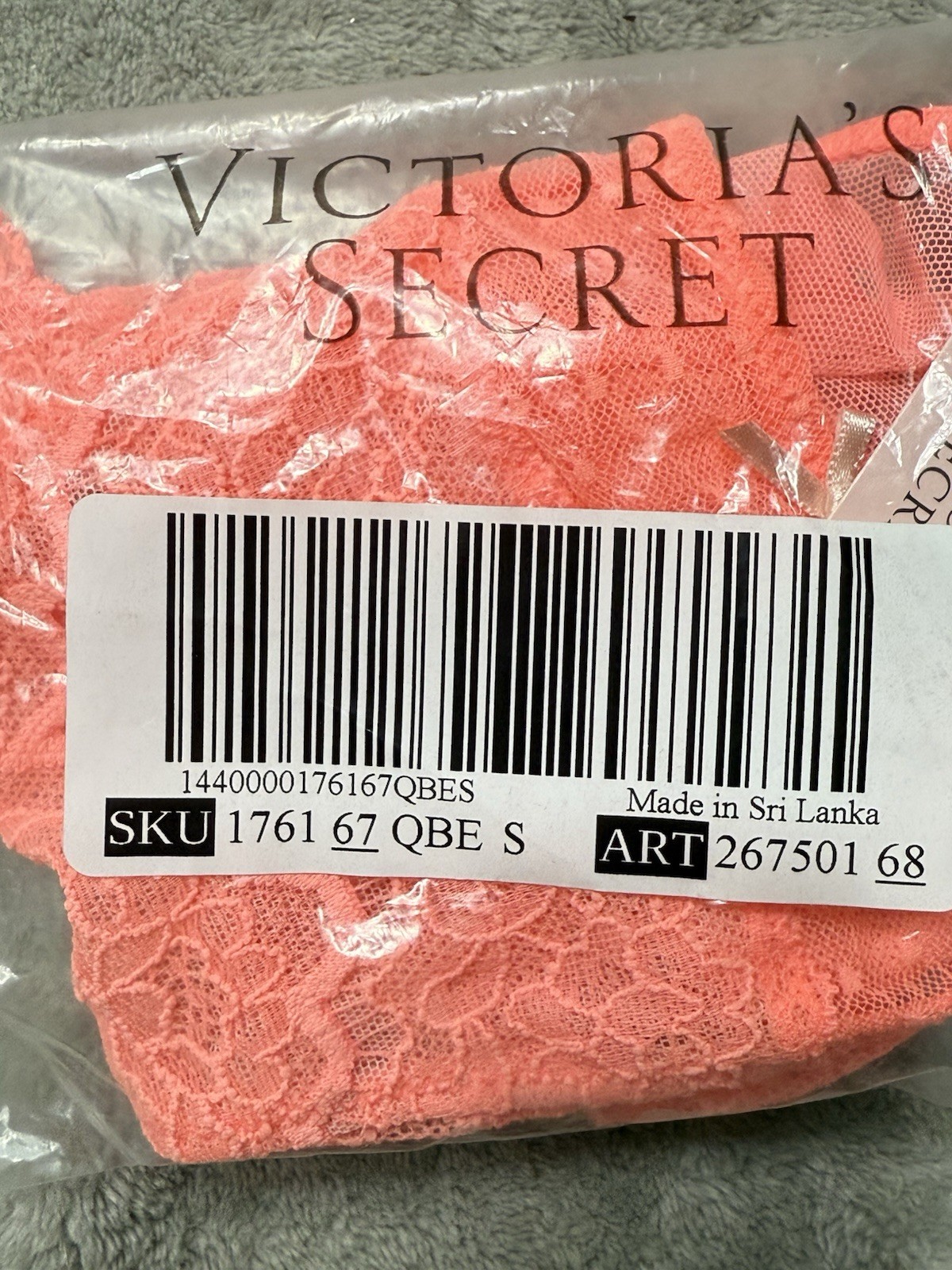 New Victoria’s Secret DREAM ANGELS Lace String Mesh Bikini Panty Coral Peach S