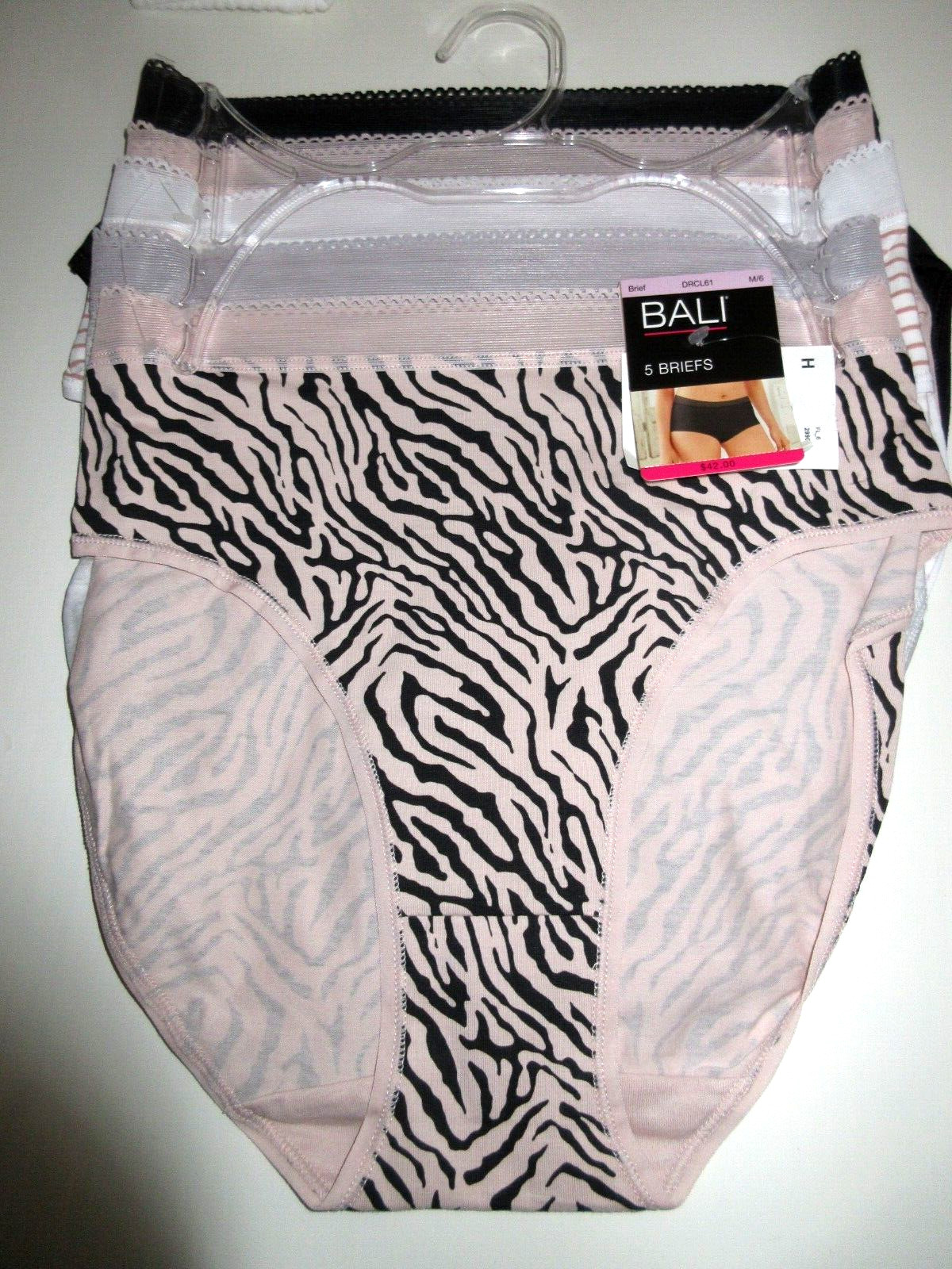 Bali 5-pair BRIEF Panty underwear multicolor DRCL61 cotton Women ~ M/6 $42.00
