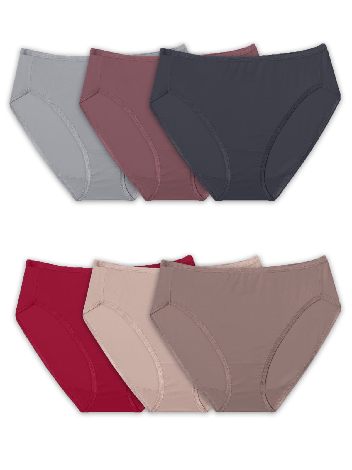 FRUIT OF THE LOOM WOMEN’S MICROFIBER HI-CUT PANTY ASSORTED 6 PACK