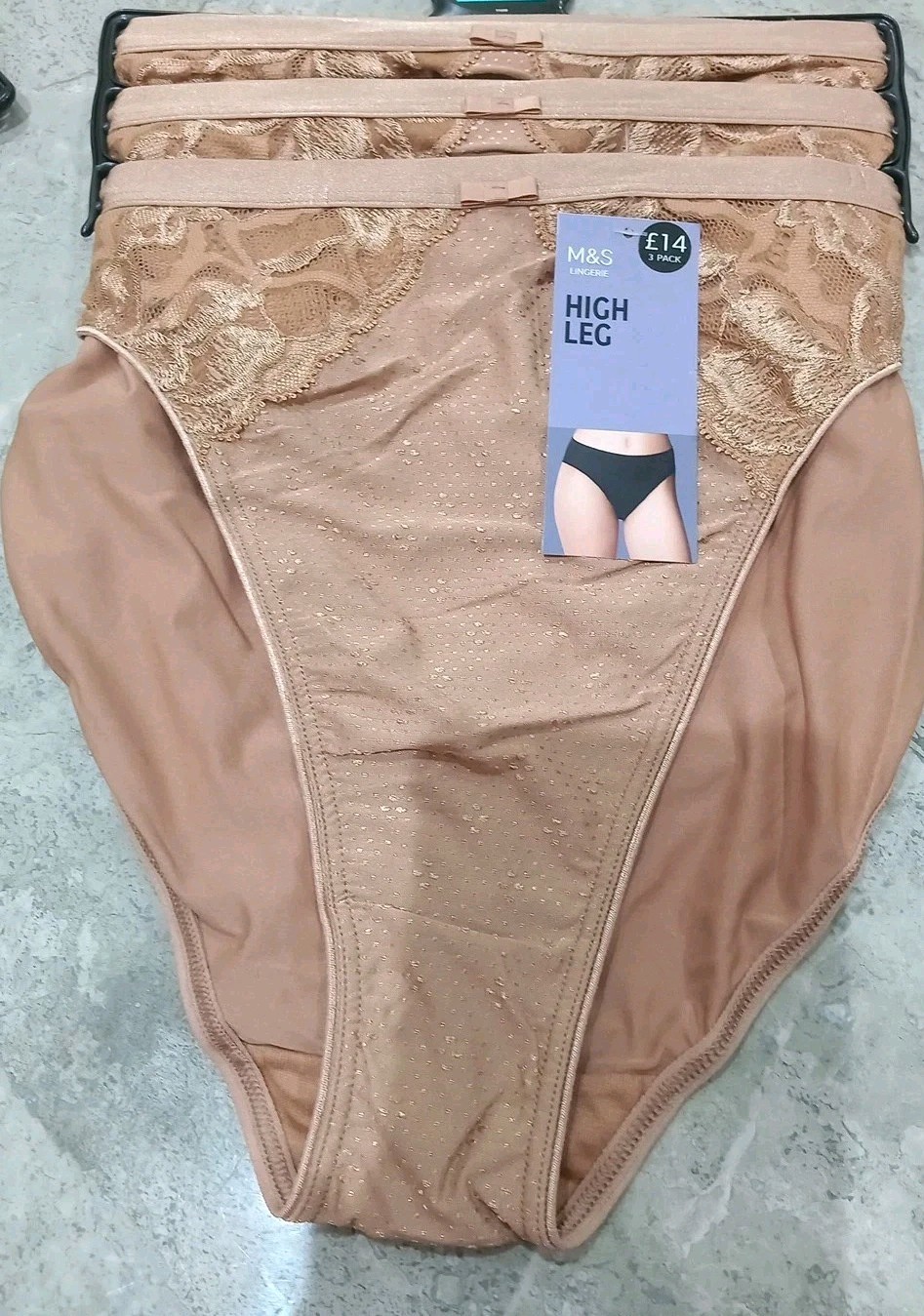 M&S Collection 3pk Wildblooms High Leg Knickers Size 12 RICH AMBER