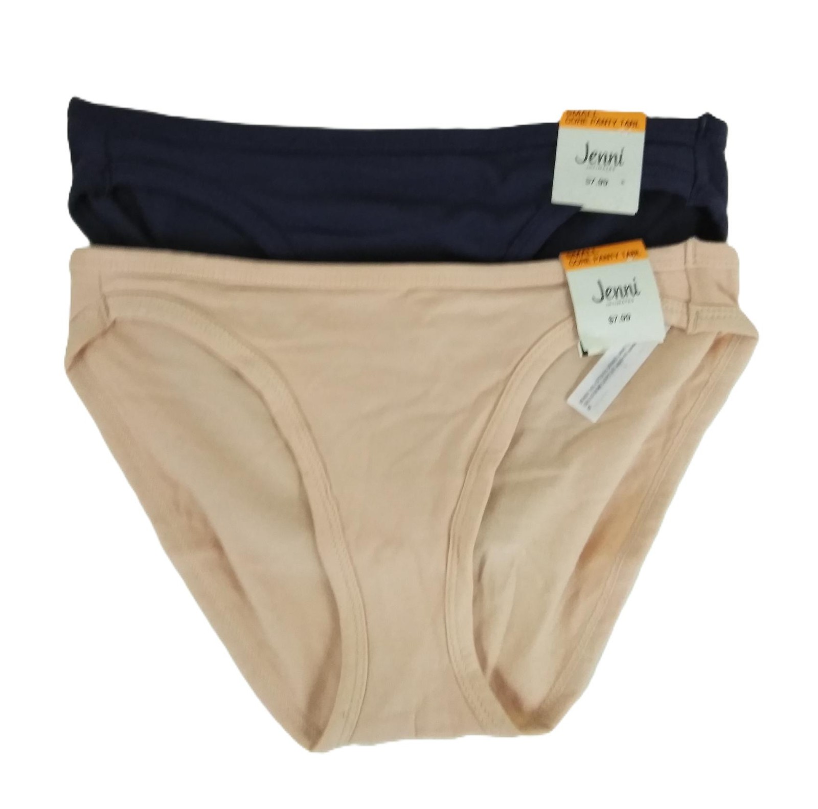 Jenni Women’s Underwear Panties Bikini Small Blue Beige Chai Cotton 2 Pairs