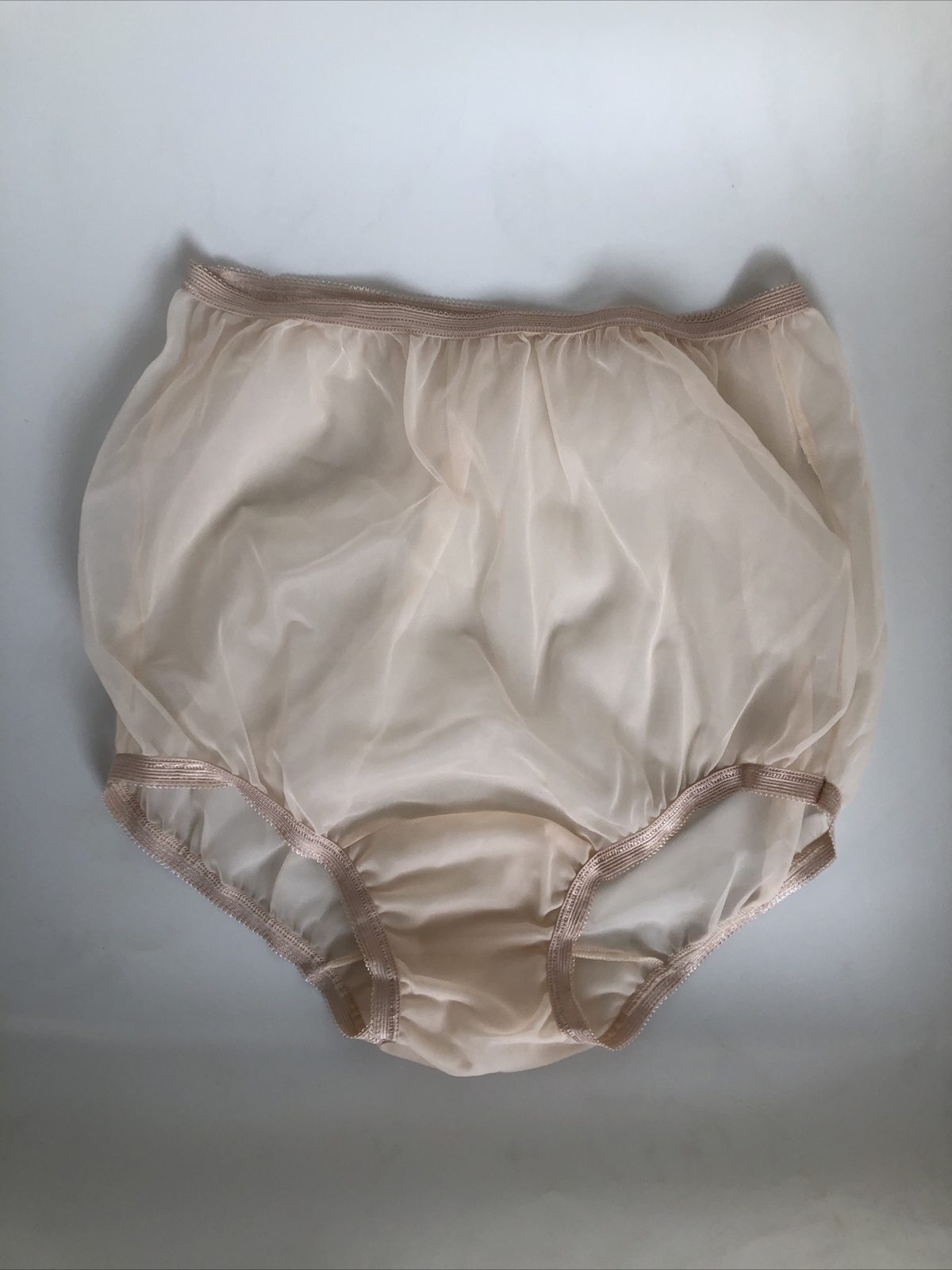 Pack Of 6! Size Med Full Cut Sheer Panty Brief Secrets In Lace 4004 Beige Nylon