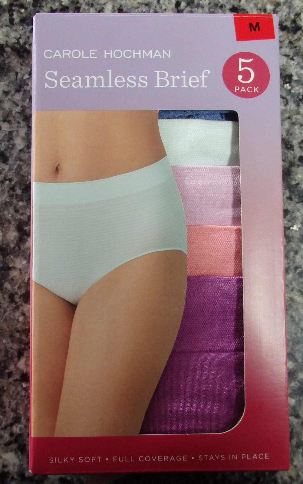 NWT CAROLE HOCHMAN 5 PK MULTI COLORED SILKY SOFT FULL COVERAGE BRIEFS SZ M
