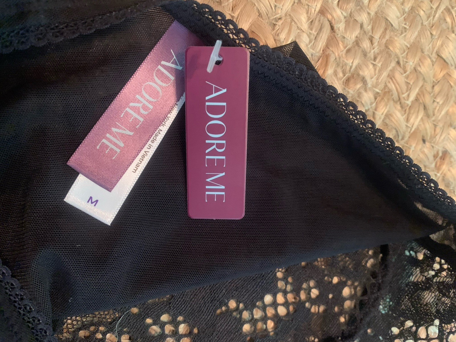 Adore Me Cheeky Hipster Panty Panties Medium Flirty Sheer Sexy Black O7907 NWT