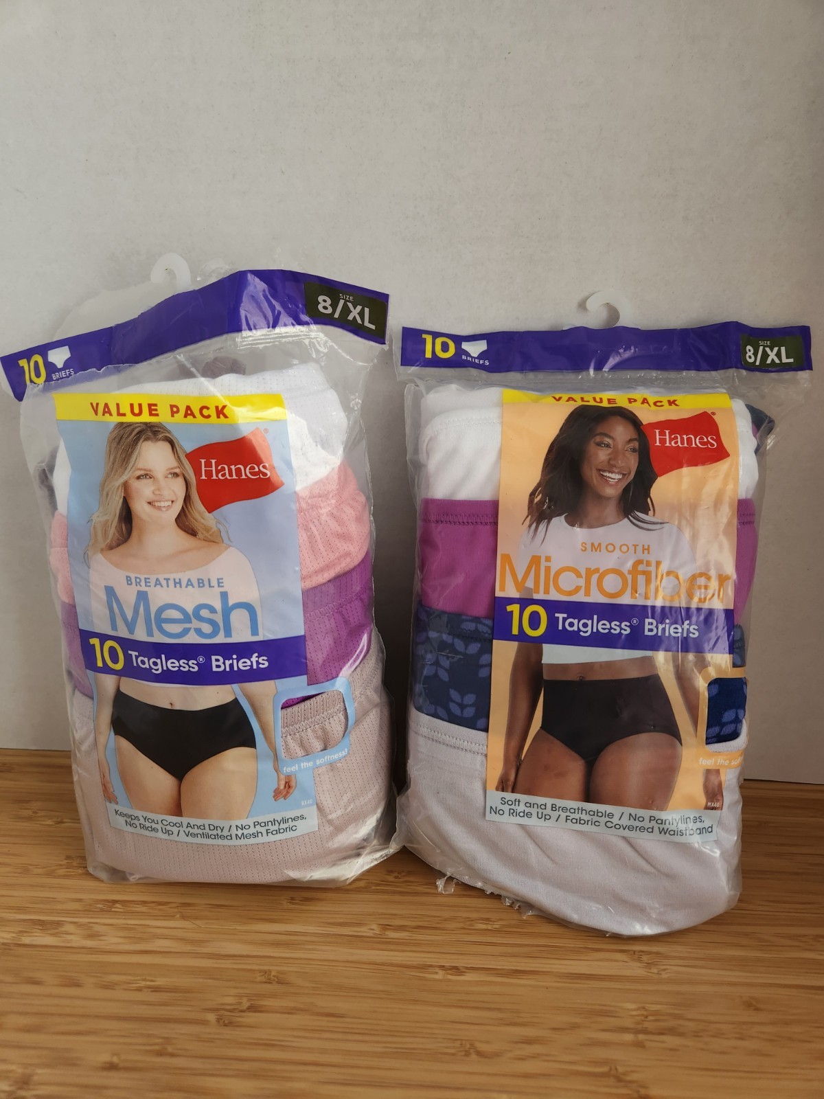 Women’s Hanes Tagless Briefs 8/XL Breathable Mesh Smooth Microfiber 18 Pairs