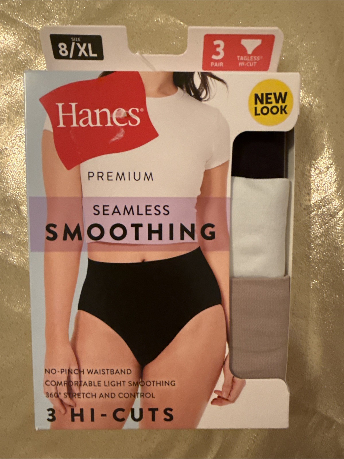 NWT Hanes Premium 3 Pair Seamless Smoothing Hi-Cuts Panties Size 8/XLarge