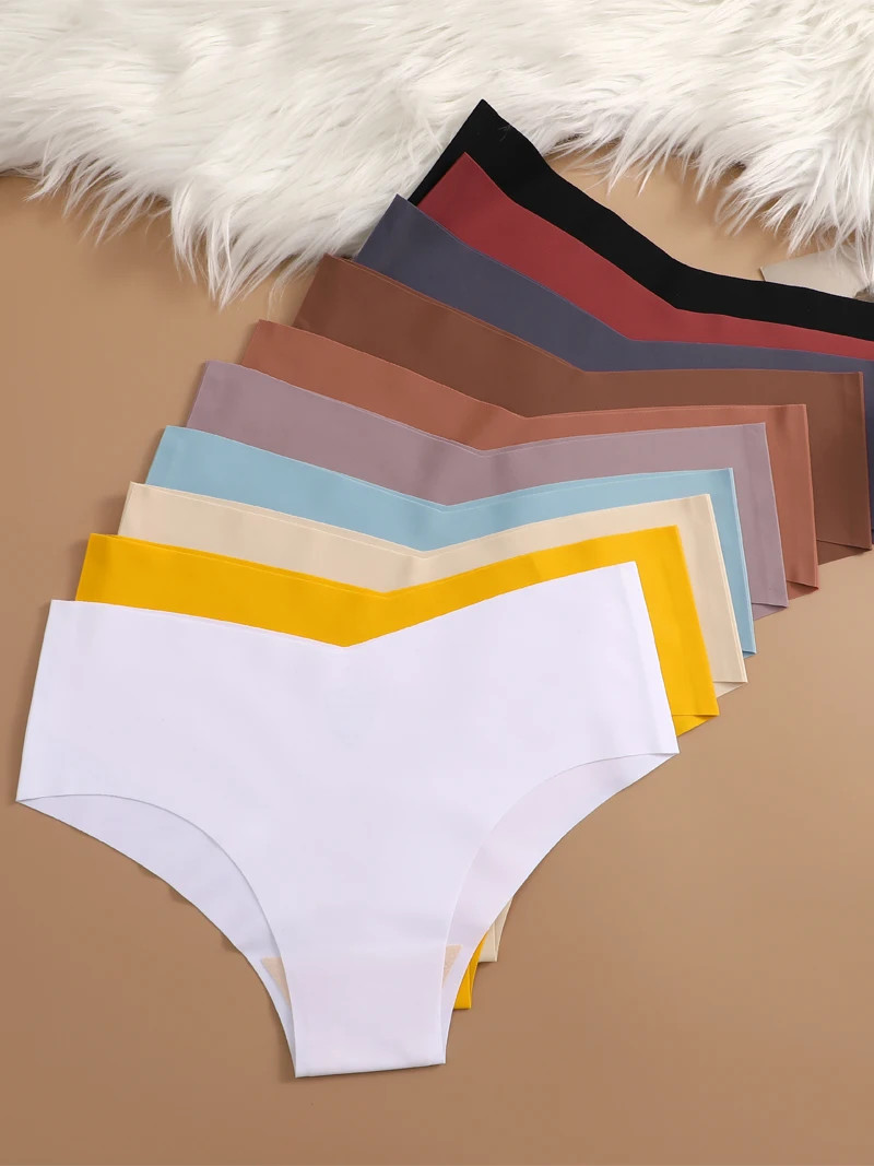Seamless Panties Low Waist Solid Briefs Smooth Lightweight Comfortable Fit 10PCS