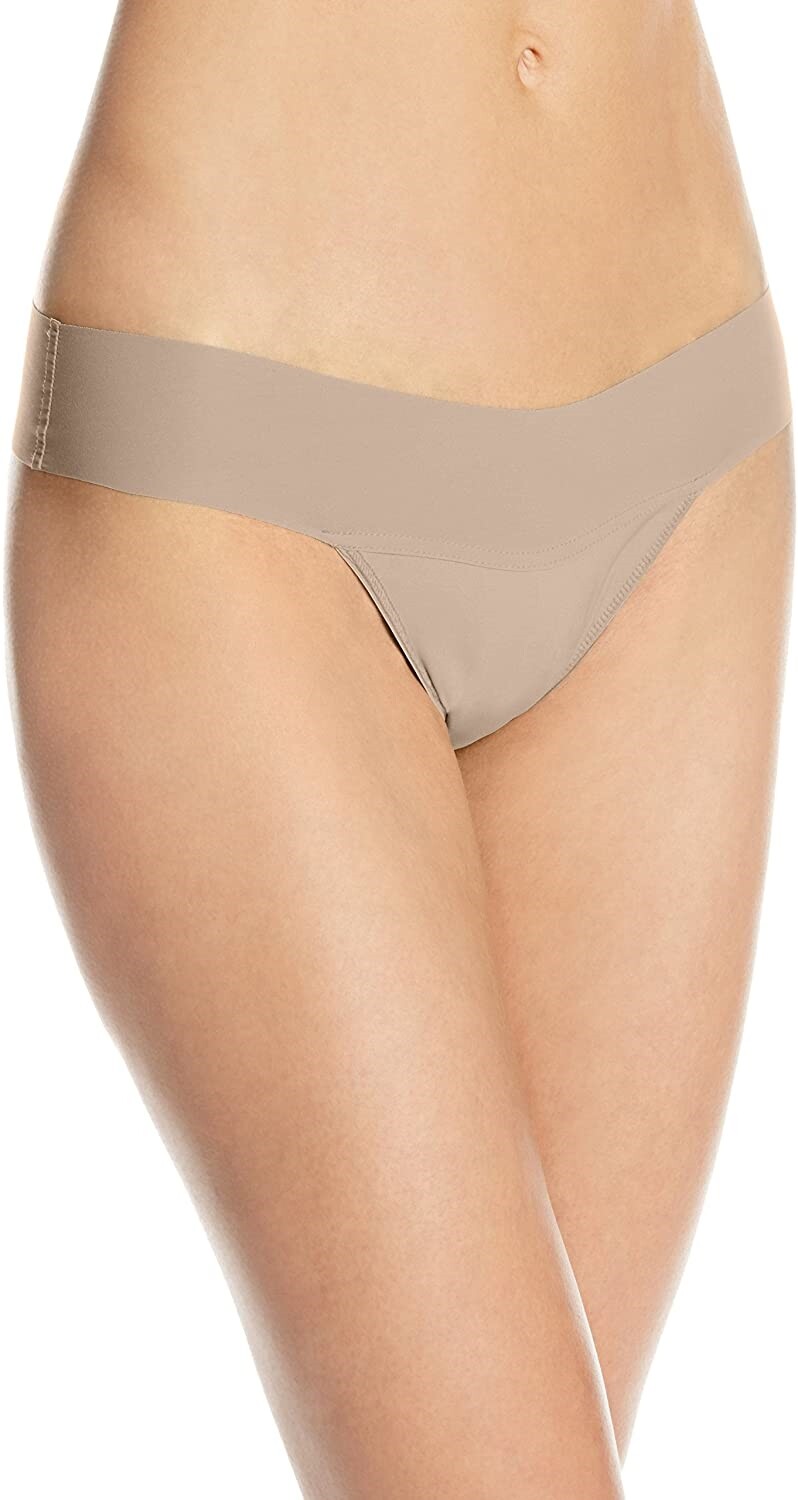 Hanky Panky 177191 Womens Natural Rise Thong Underwear Solid Taupe Size Small