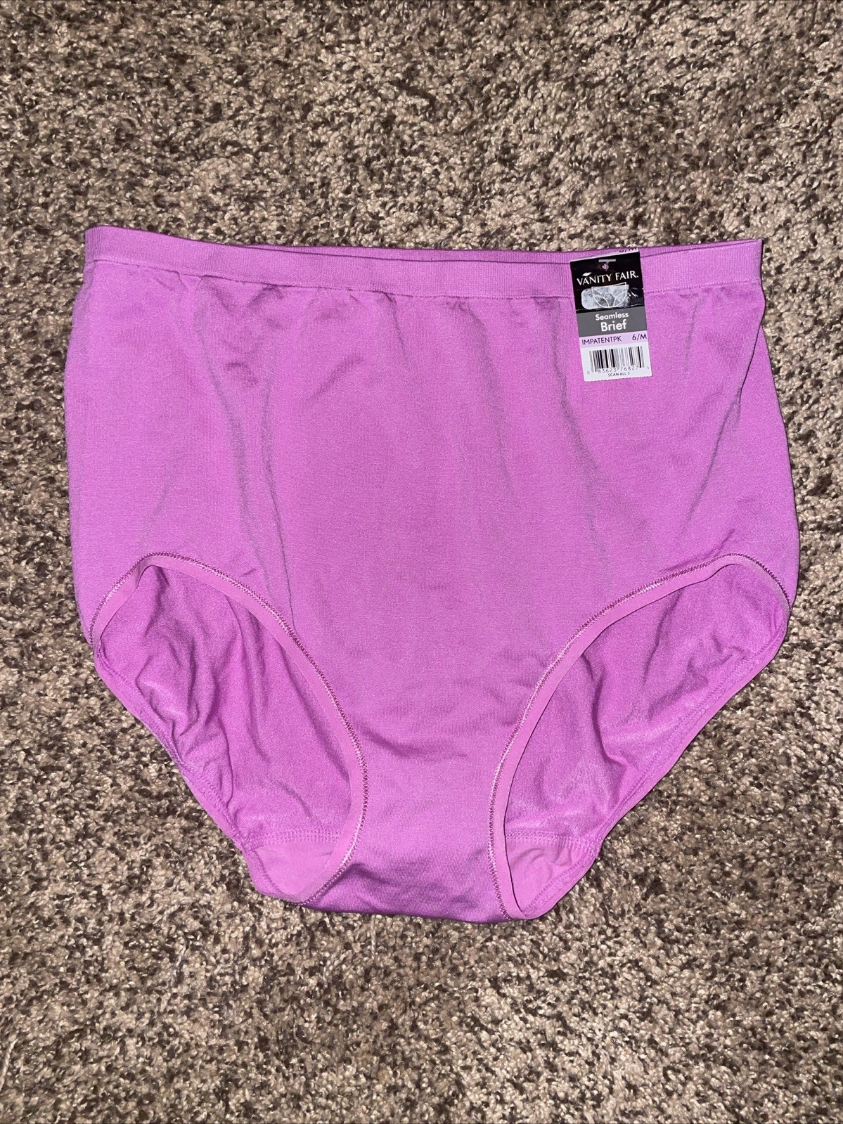 Vanity Fair Smoothing Comfort Seamless Brief panties, 6/M, Pinky Purple, NWT