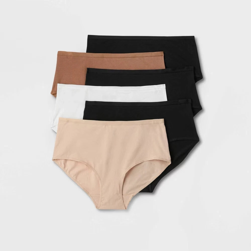 NEW Auden Panties Cotton Blend Set of 6 Neutrals 3x (24-26)