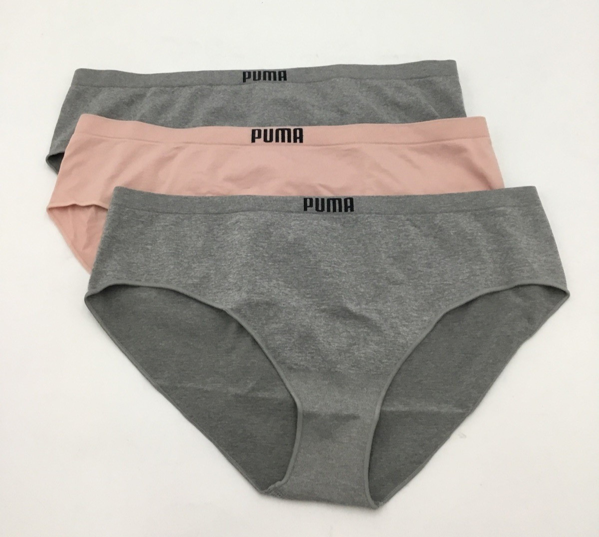 PUMA Women’s 3 Pack Seamless Bikini Underwear, Multi, Large