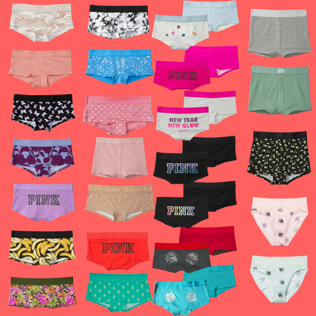 Victoria’s Secret PINK Logo Shortie/Boyshort Panty Many Sizes &Colors – You Pick