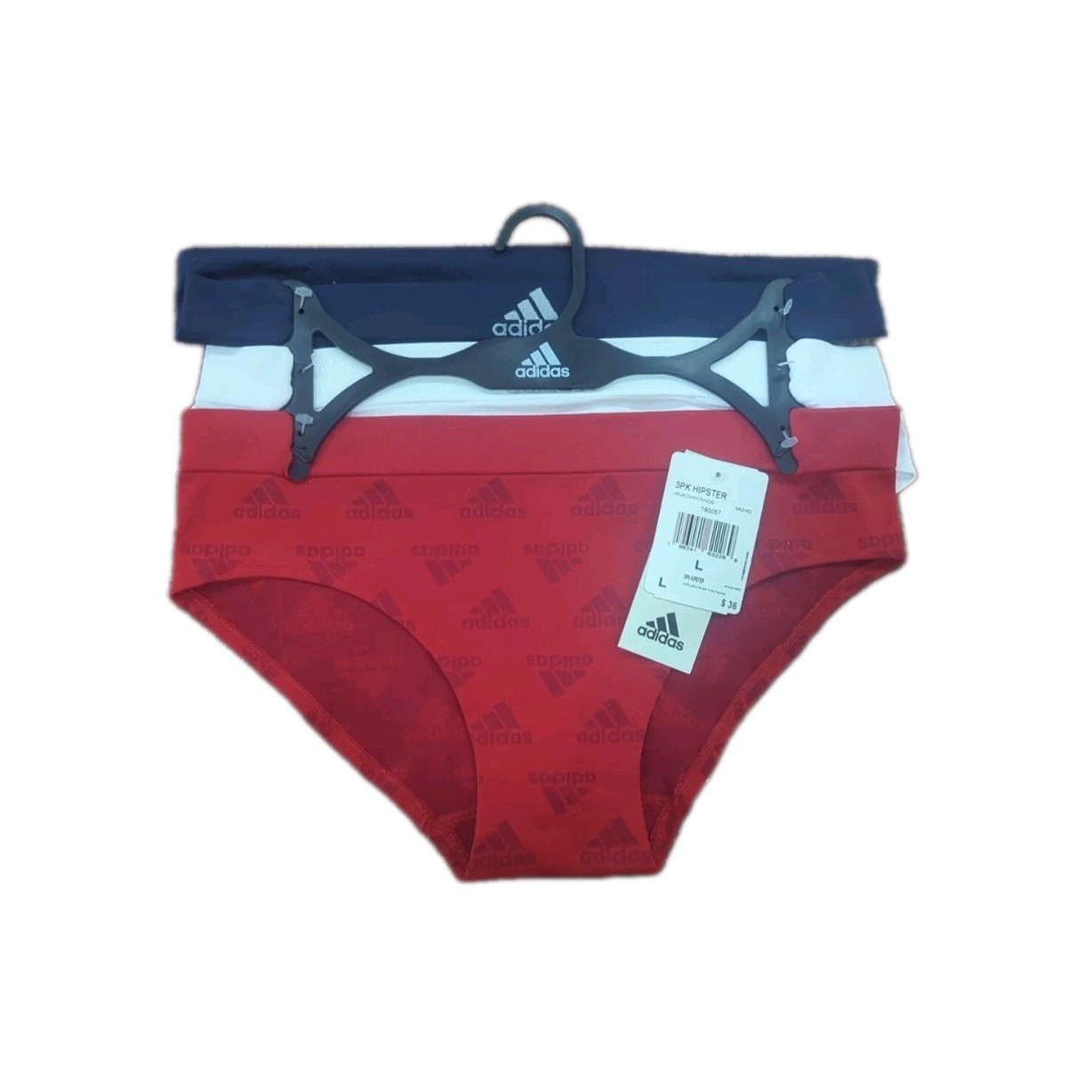Adidas 3-Pack Hipster Panties Women’s Size L NWT Multicolor 4A2H62 New