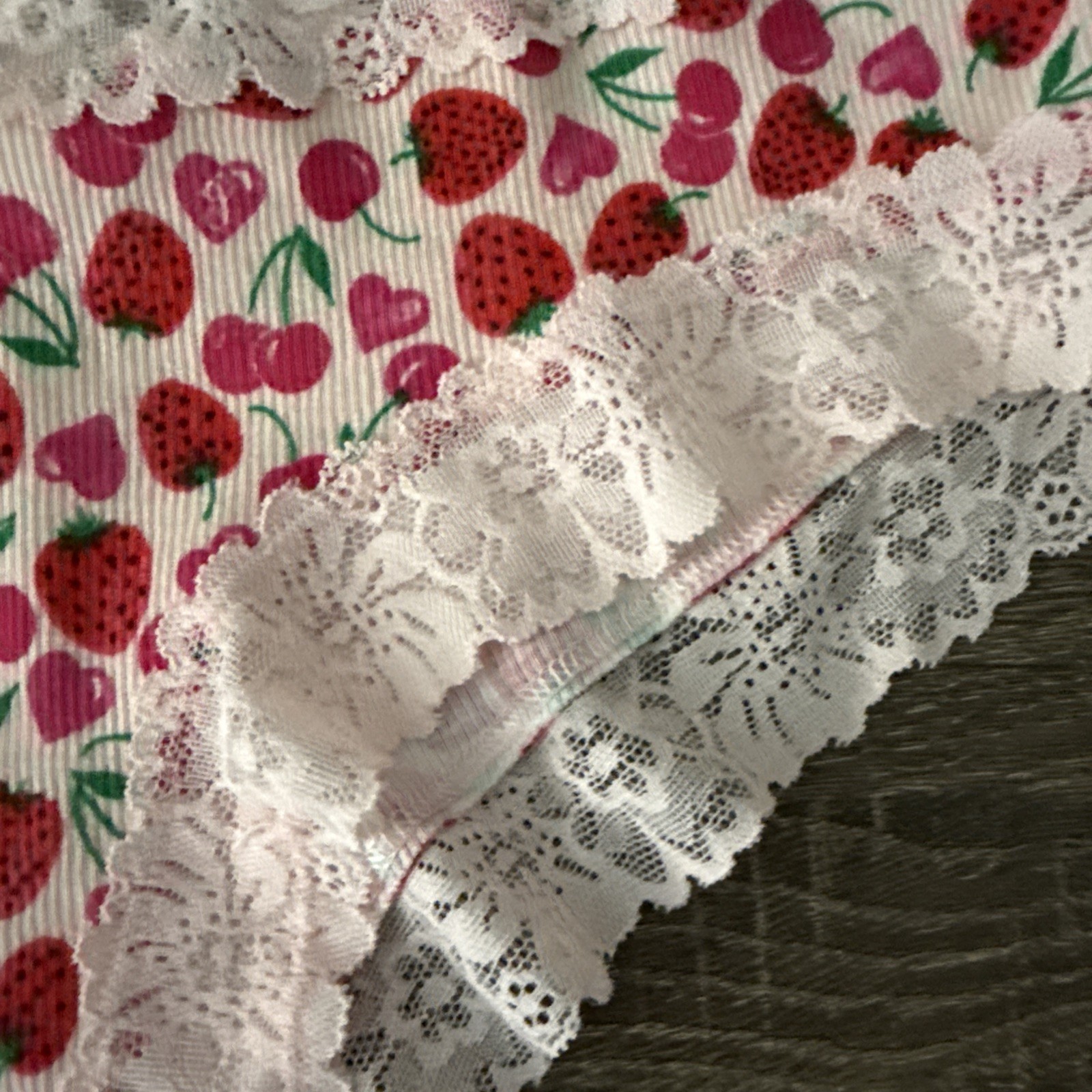 Pink By Victoria’s Secret, Small Pink Lace, Trim, Fruits, Cheeky Panties