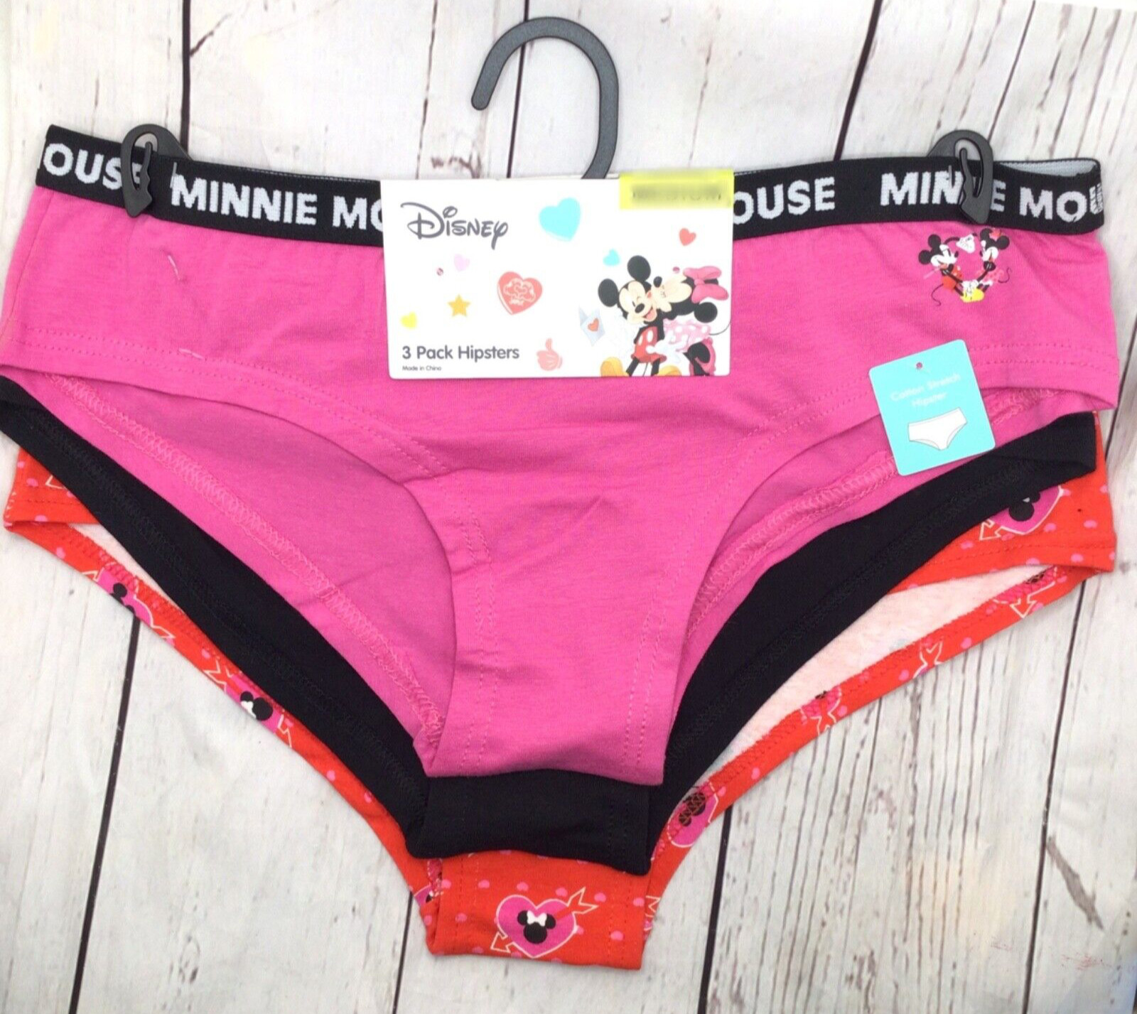 3-Pack Disney Womens Minnie Mouse Hipster Panty Choose Size