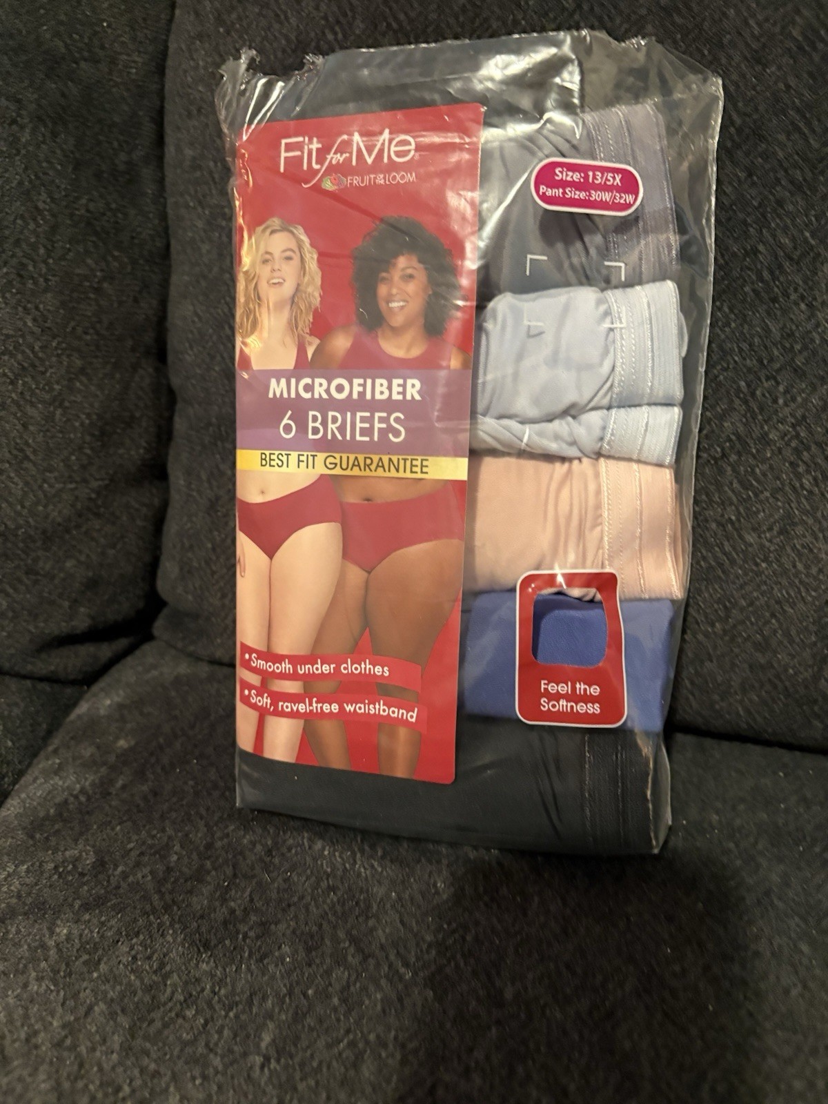 Fit for Me Women’s Microfiber Briefs, Size 13/5x, 5-Pack, Fruit of the Loom