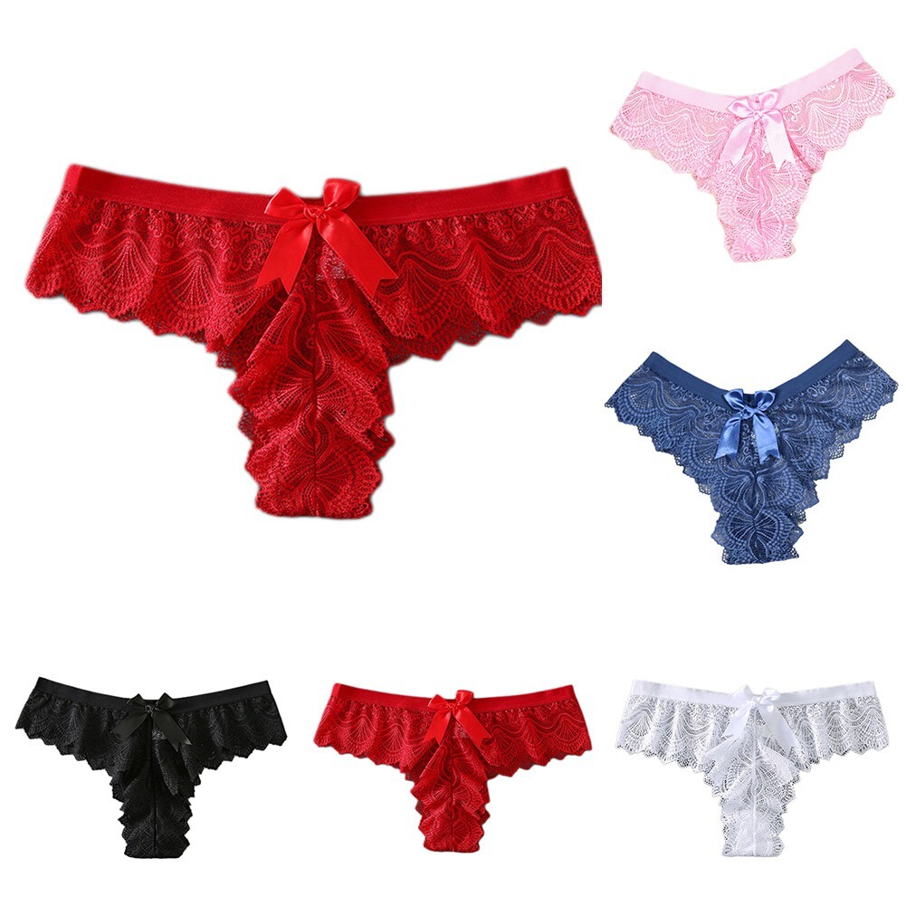 Womens Thong Lace Panties with Thin Straps Low Waist Briefs for All Seasons
