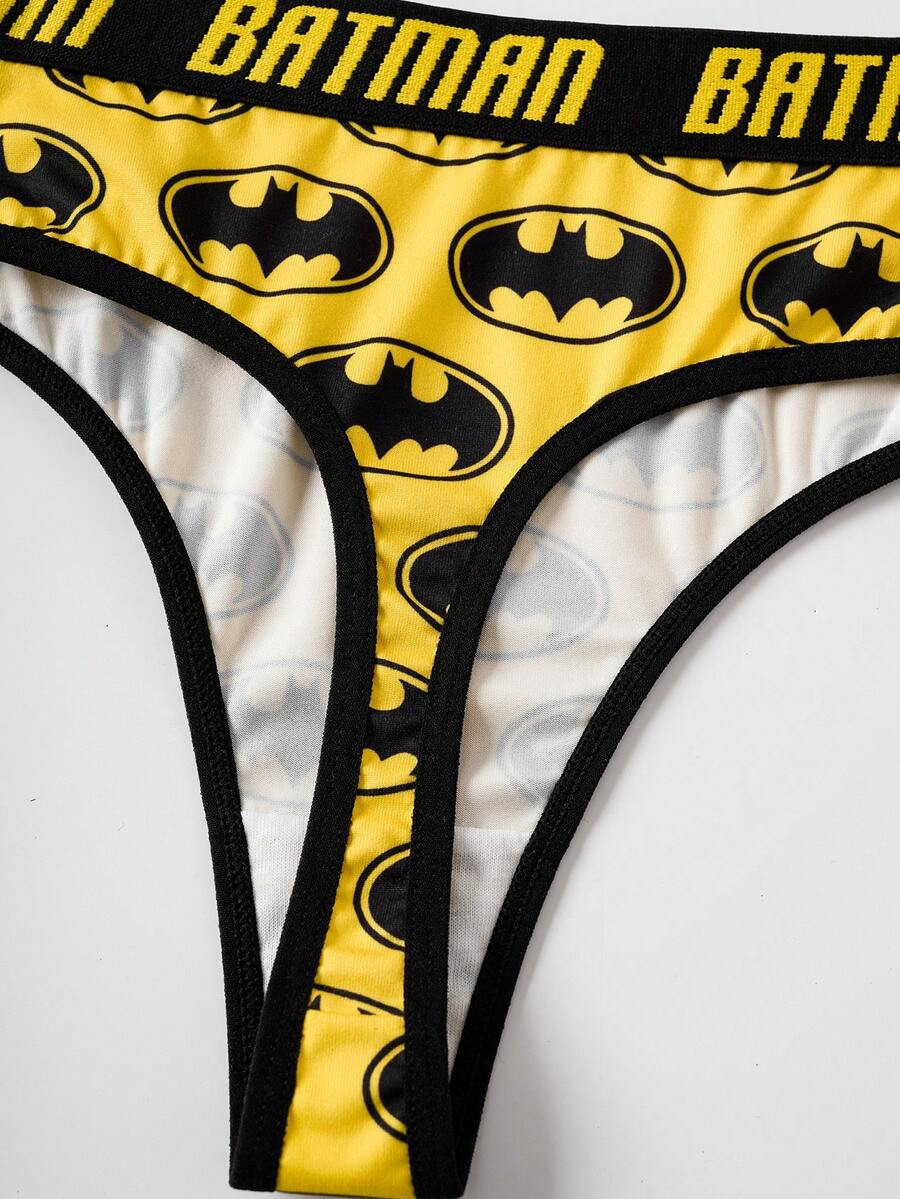 Batman DC Comics Super Hero Cute Licensed Logo Thong Panties – Pack of 2